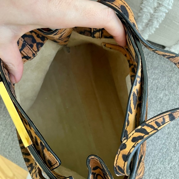 By Far Charlotte Leopard Print Suede Top Handle Mini Bag - Picture 7 of 13